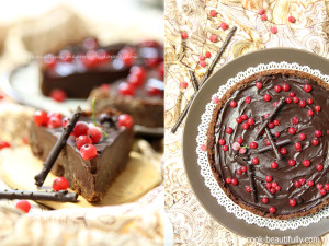 Шоколадный торт с ганашем и красной смородиной
